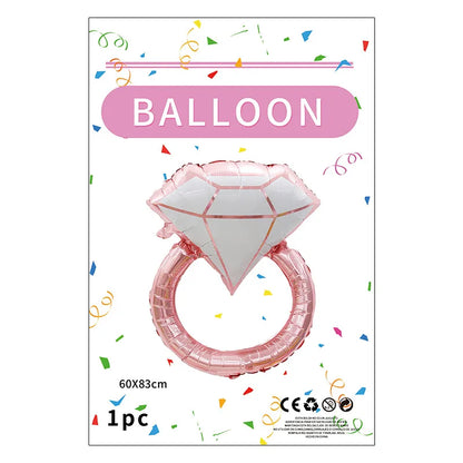 Cute Diamond Ring Aluminum Film Wedding Party Balloons