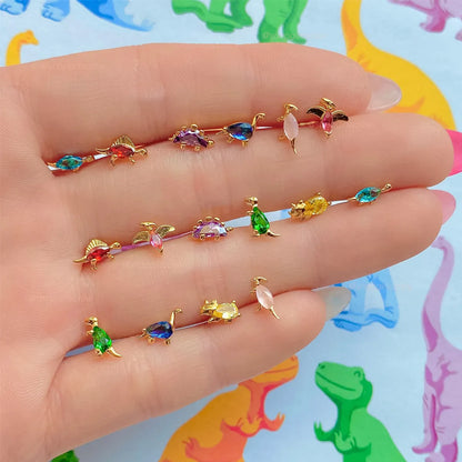 Cute Dinosaur Alloy Plating Rhinestones Women's Ear Studs 1 Pair