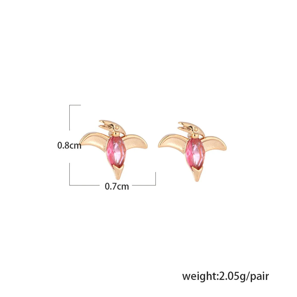 Cute Dinosaur Alloy Plating Rhinestones Women's Ear Studs 1 Pair