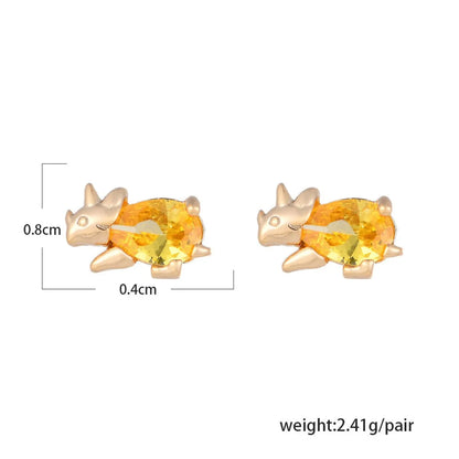 Cute Dinosaur Alloy Plating Rhinestones Women's Ear Studs 1 Pair