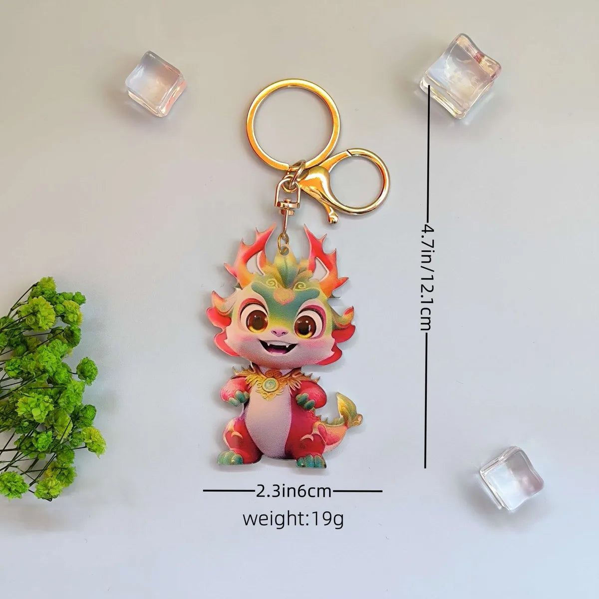 Cute Dinosaur Arylic Alloy Keychain