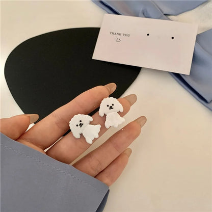 Cute Dog Alloy Stoving Varnish Ear Studs