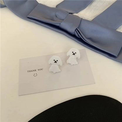 Cute Dog Alloy Stoving Varnish Ear Studs