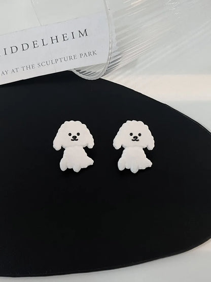 Cute Dog Alloy Stoving Varnish Ear Studs