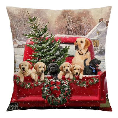 Cute Dog Car Linen Pillow Cases