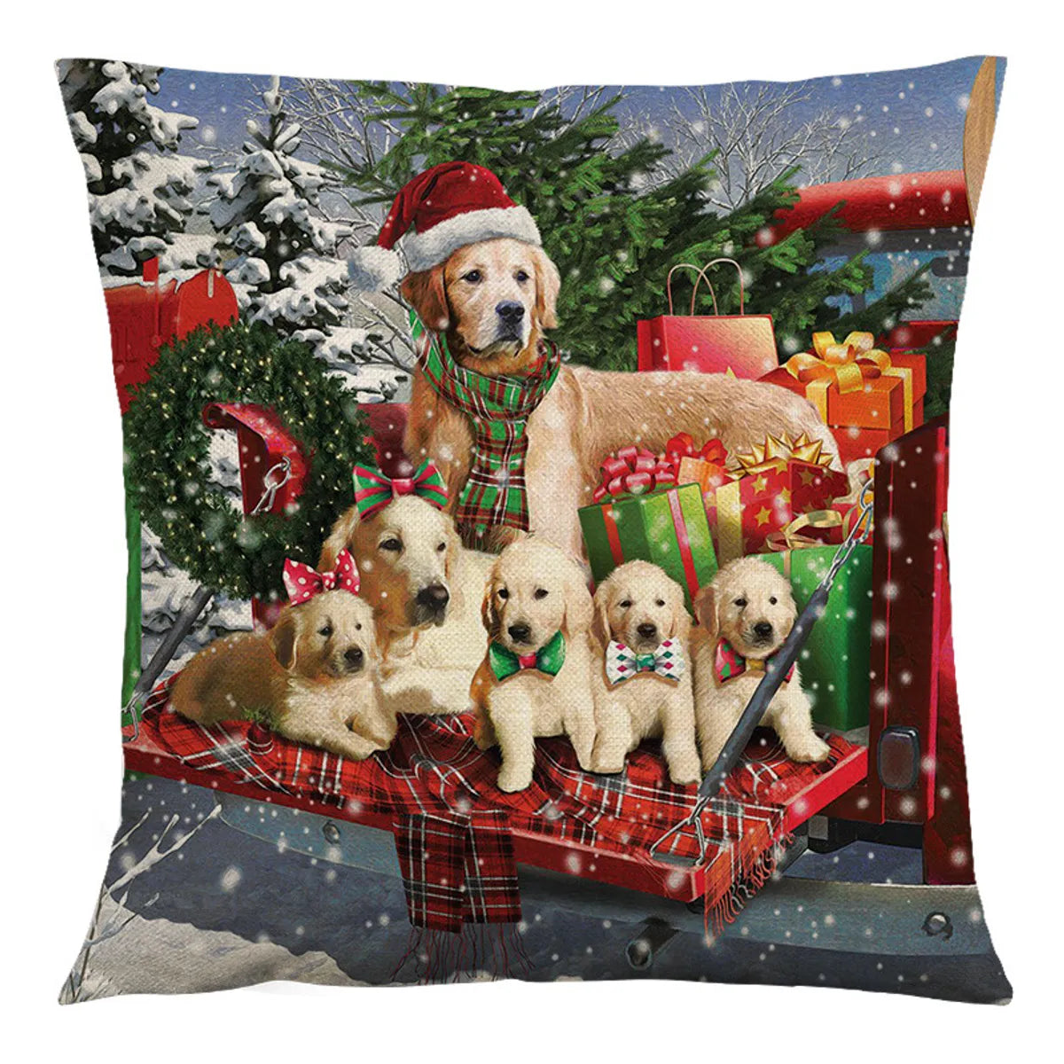 Cute Dog Car Linen Pillow Cases