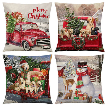 Cute Dog Car Linen Pillow Cases