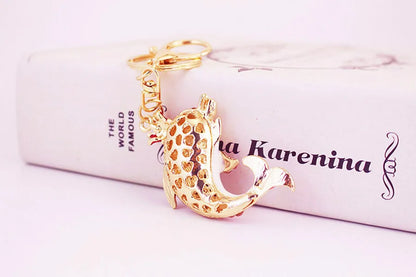 Cute Dolphin Alloy Plating Inlay Rhinestones Women'S Bag Pendant Keychain