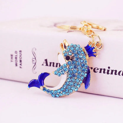 Cute Dolphin Alloy Plating Inlay Rhinestones Women'S Bag Pendant Keychain