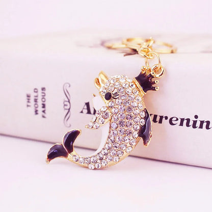 Cute Dolphin Alloy Plating Inlay Rhinestones Women'S Bag Pendant Keychain