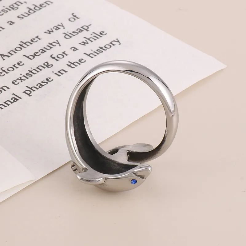 Cute Dolphin Stainless Steel Men'S Open Ring