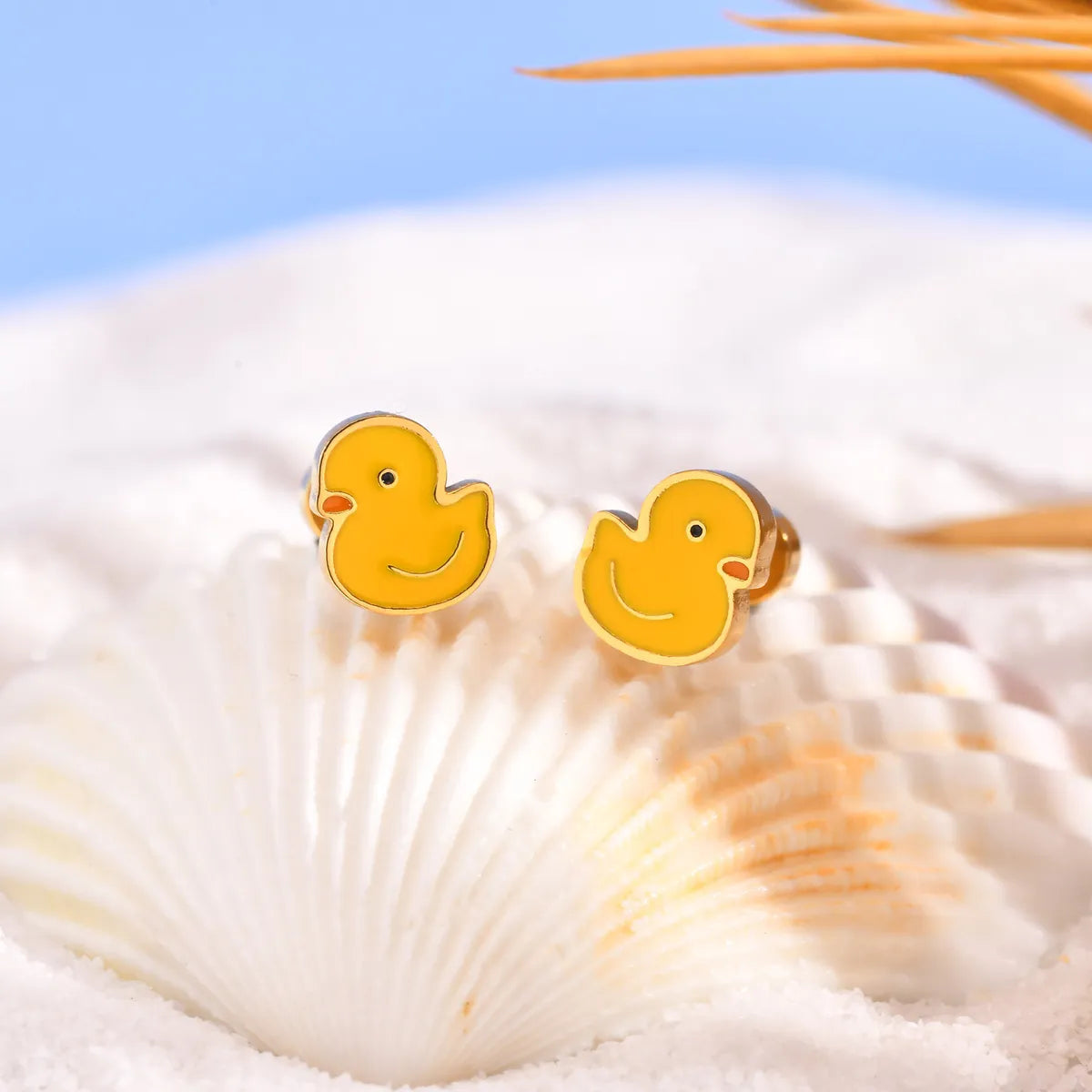 Cute Duck 201 Stainless Steel Epoxy Girl'S Ear Studs