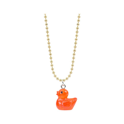 Cute Duck Plastic Resin Children Unisex Rings Necklace