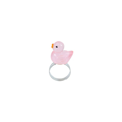 Cute Duck Plastic Resin Children Unisex Rings Necklace