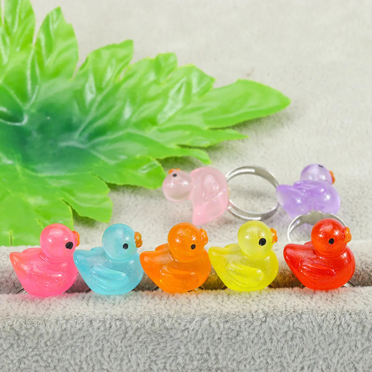 Cute Duck Plastic Resin Children Unisex Rings Necklace