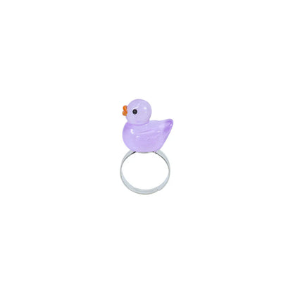 Cute Duck Plastic Resin Children Unisex Rings Necklace