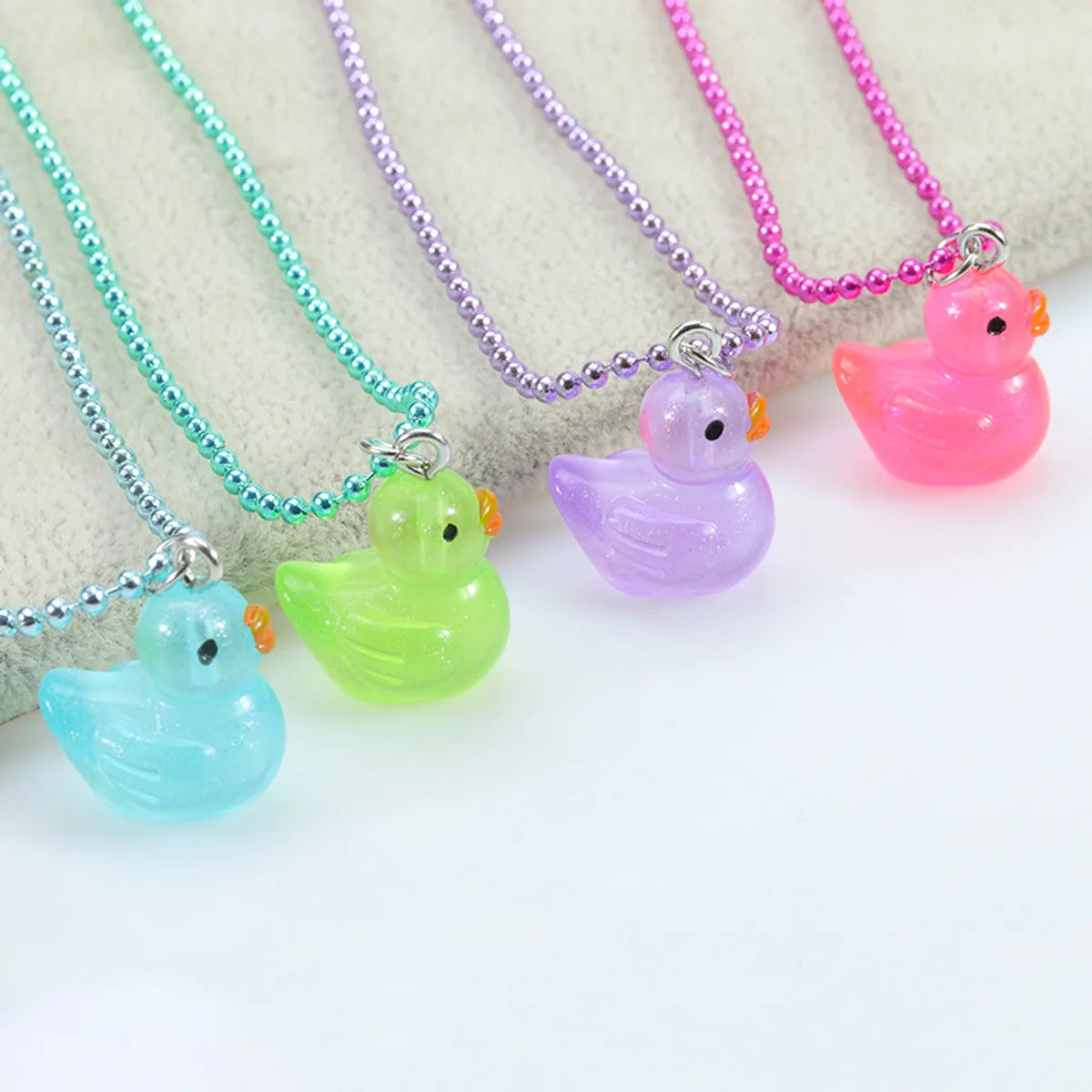 Cute Duck Plastic Resin Children Unisex Rings Necklace