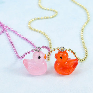 Cute Duck Plastic Resin Children Unisex Rings Necklace