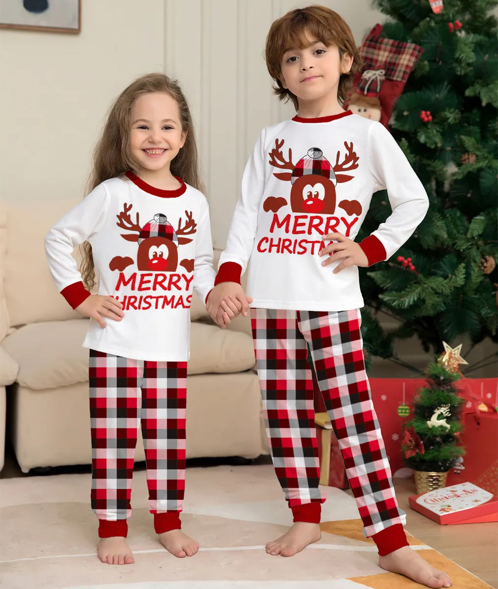 Cute Elk Cotton Printing Pants Sets Jogger Pants Family Matching Outfits