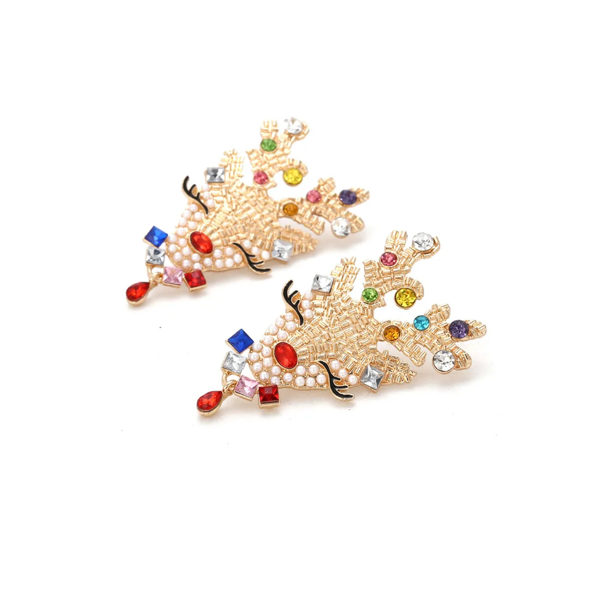 Cute Elk Imitation Pearl Alloy Rhinestone Christmas Women'S Earrings 1 Pair