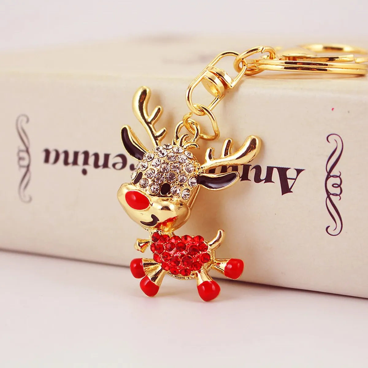 Cute Elk Zinc Alloy Stoving Varnish Plating Inlay Rhinestones Unisex Bag Pendant Keychain