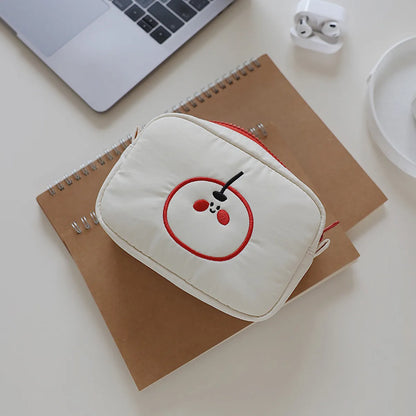 Cute Embroidered Cosmetic Bag  New Small Bag Multi-Functional Student Storage Bag Portable Fabric Clutch Bag