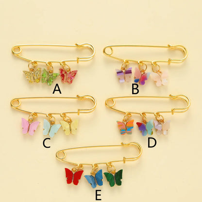 Cute Ethnic Style Simple Style Butterfly Alloy Inlay Shell Women'S Brooches