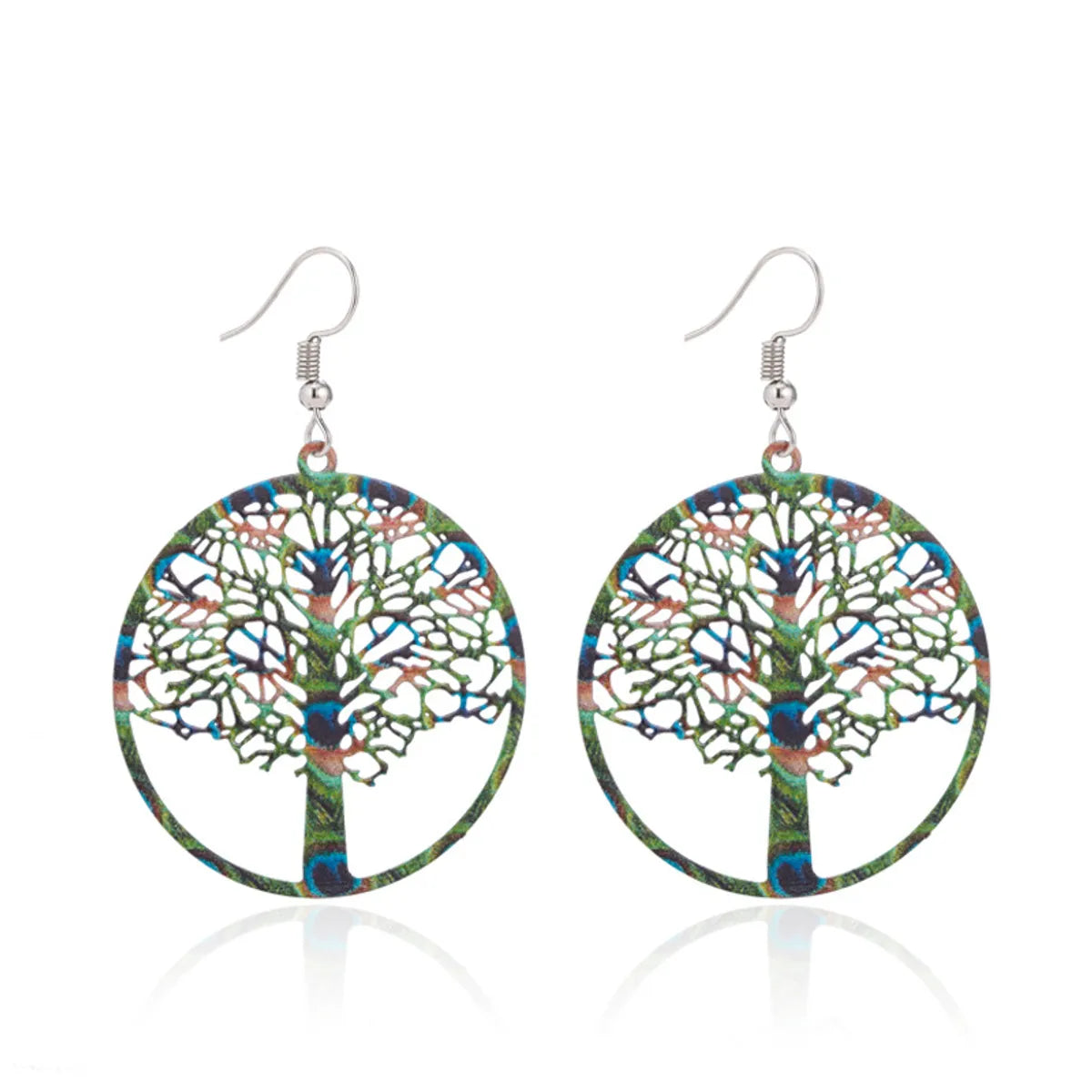 Cute Exaggerated Simple Style Multicolor Tree Alloy Hollow Out Women's Drop Earrings