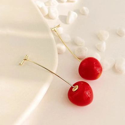 Cute Fashion Cherry Metal Women'S Earrings