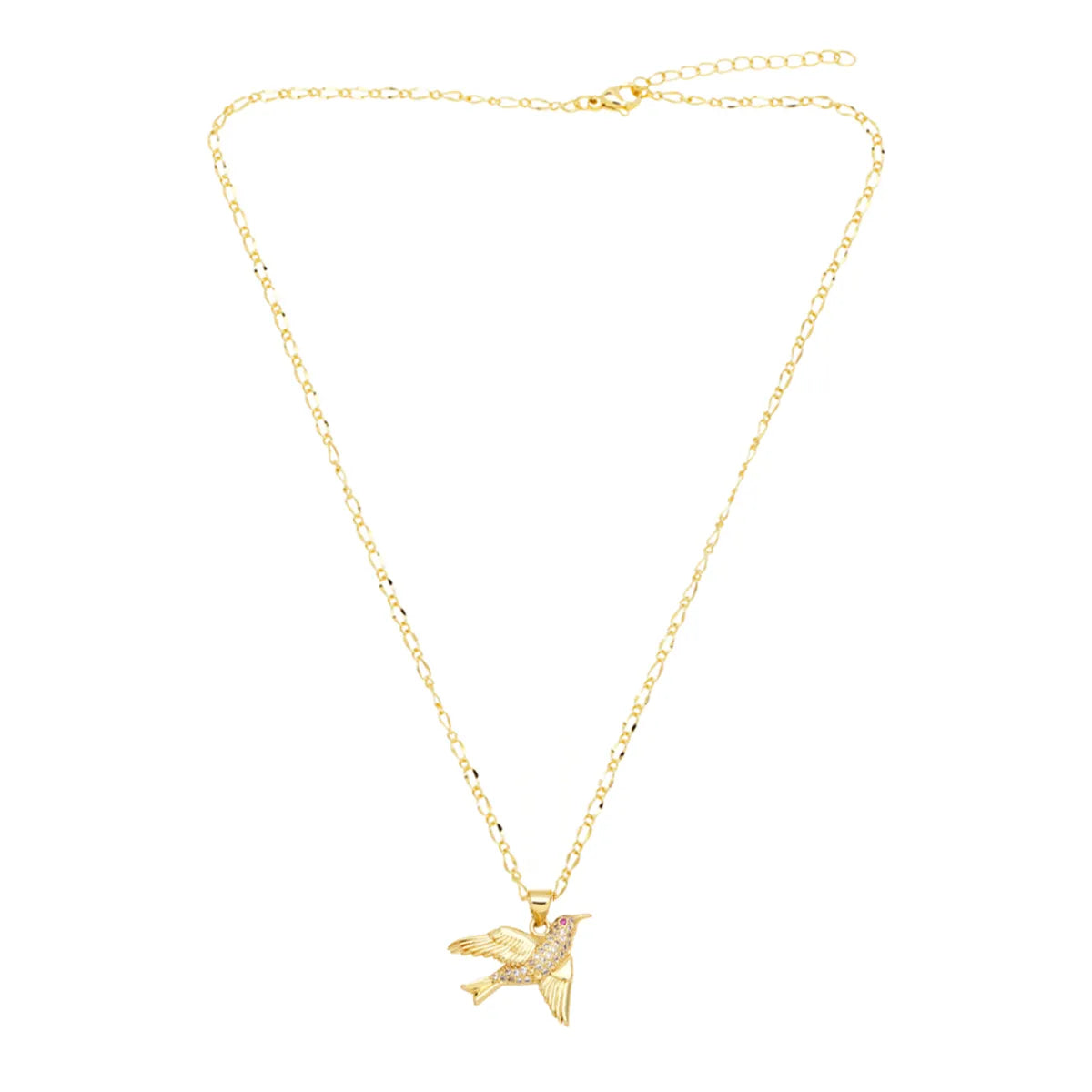 Cute Fashion Simple Style Bird Copper 18k Gold Plated Zircon Necklace In Bulk