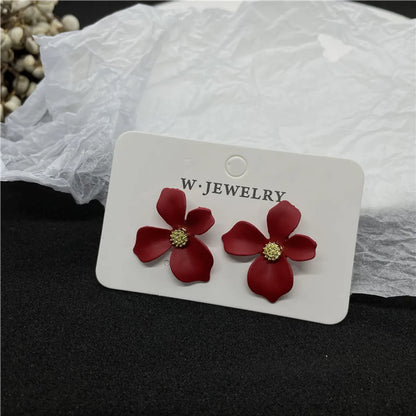 Cute Flower Alloy Plating Women's Ear Studs