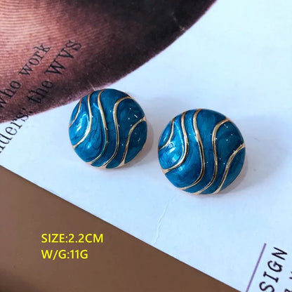 Cute Flower Bird Cartoon Character Heart Sky Blue Enamel Earrings