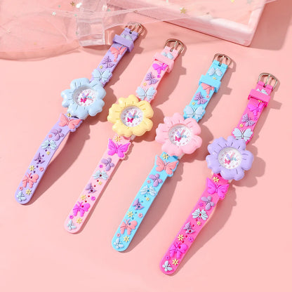 Cute Flower Bow Knot Buckle Quartz Kids Watches