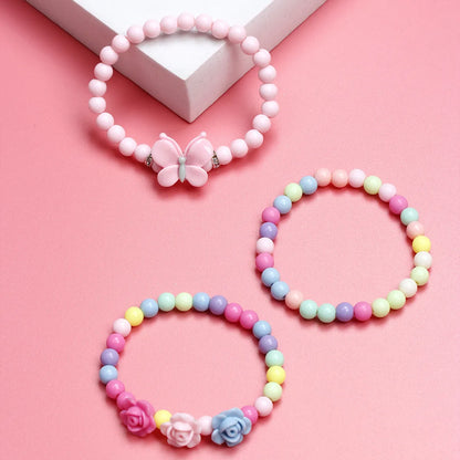 Cute Flower Butterfly Plastic Beaded No Inlaid Bracelets