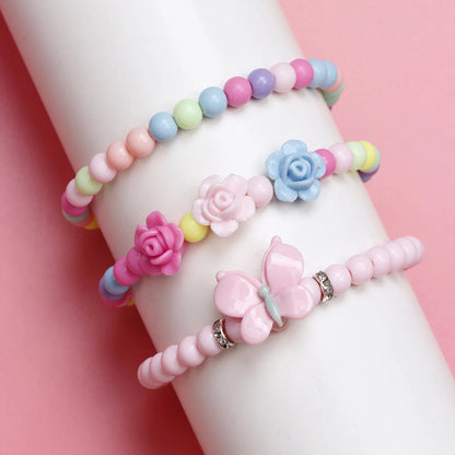 Cute Flower Butterfly Plastic Beaded No Inlaid Bracelets