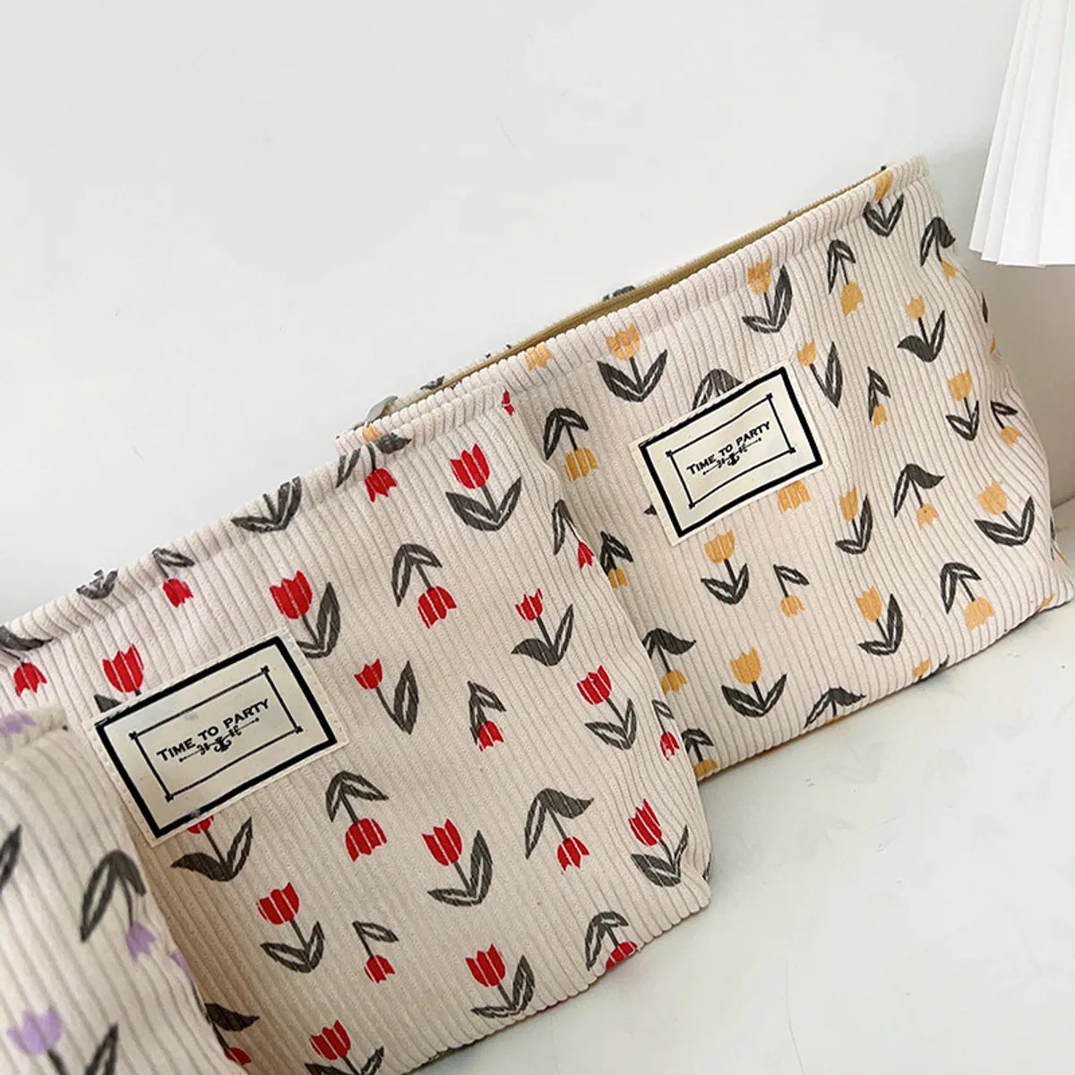 Cute Flower Corduroy Square Makeup Bags