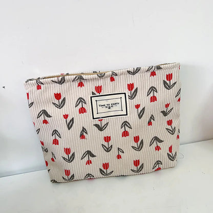 Cute Flower Corduroy Square Makeup Bags