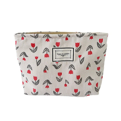 Cute Flower Corduroy Square Makeup Bags