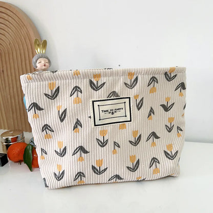 Cute Flower Corduroy Square Makeup Bags