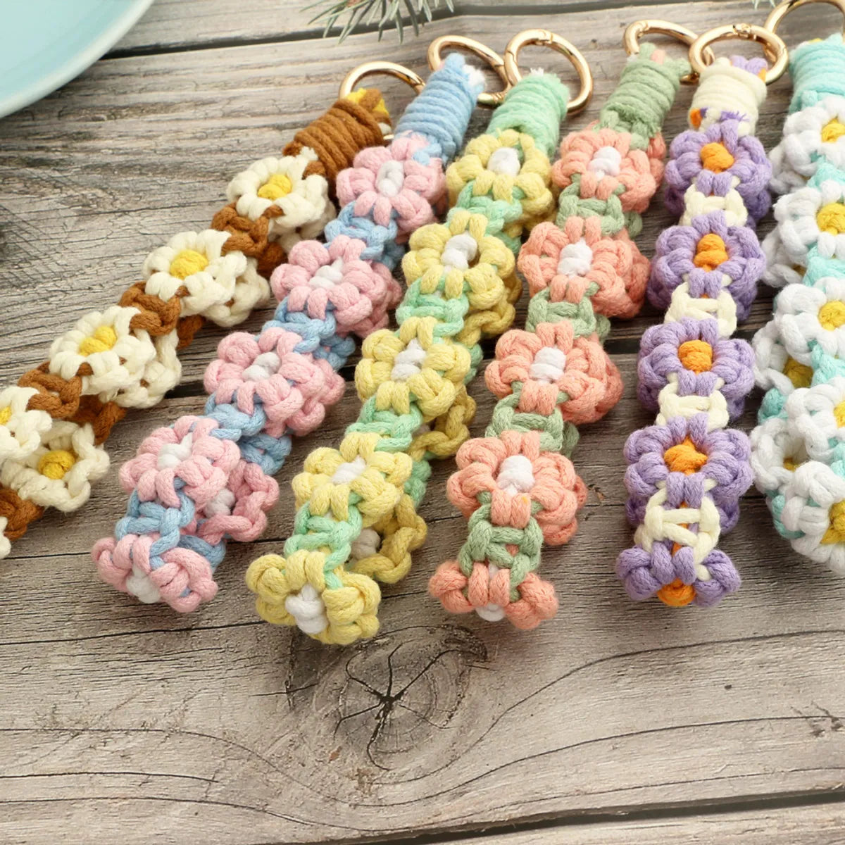 Cute Flower Cotton Knitting Bag Pendant Keychain