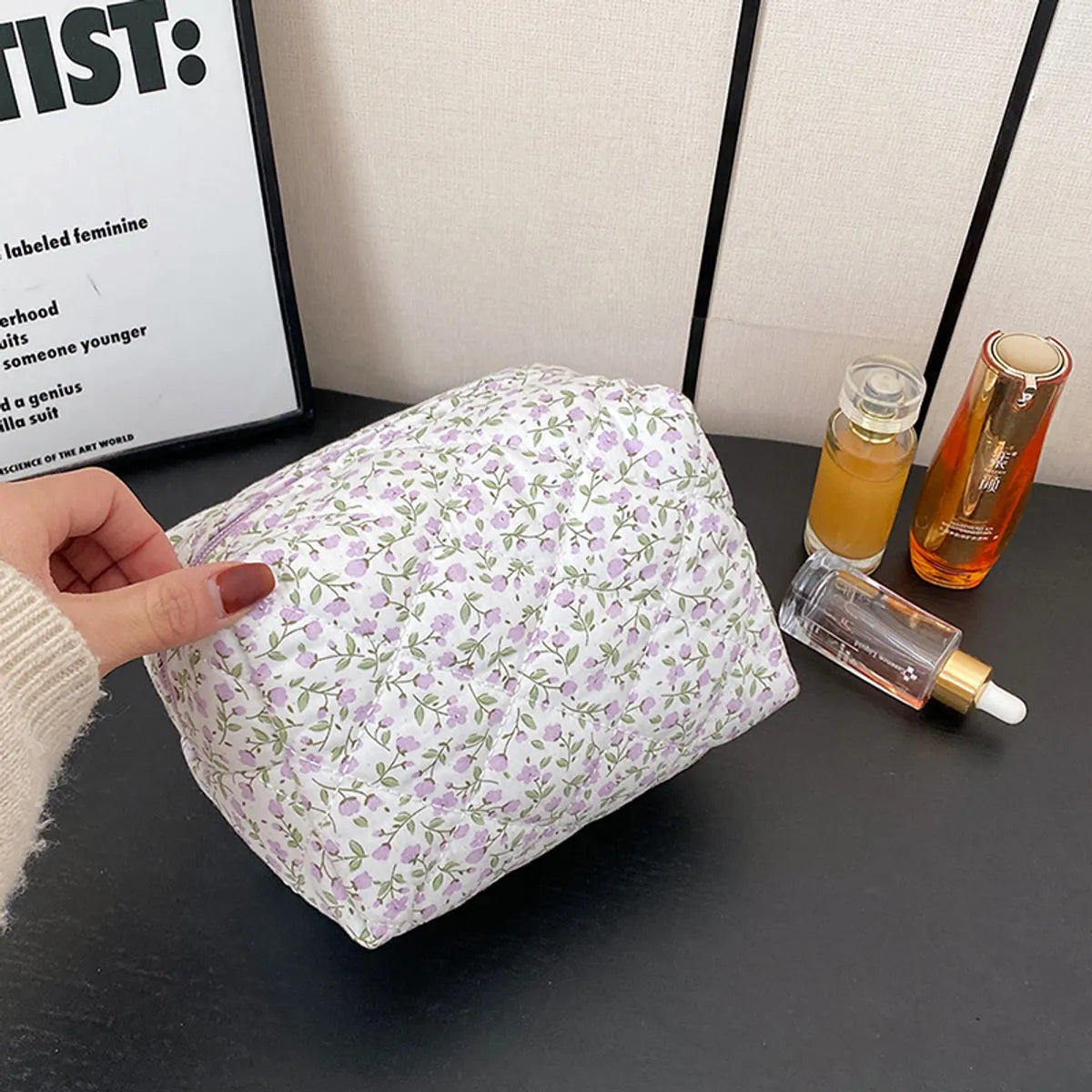 Cute Flower Cotton Square Makeup Bags