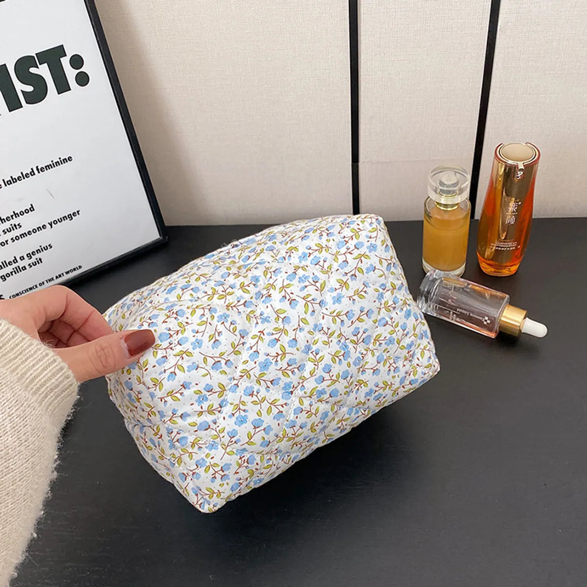 Cute Flower Cotton Square Makeup Bags