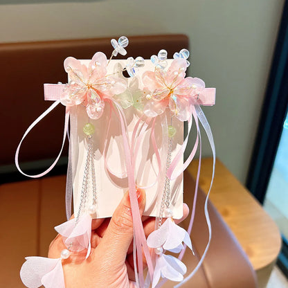 Cute Flower Plastic Cloth Resin Tassel Hair Clip