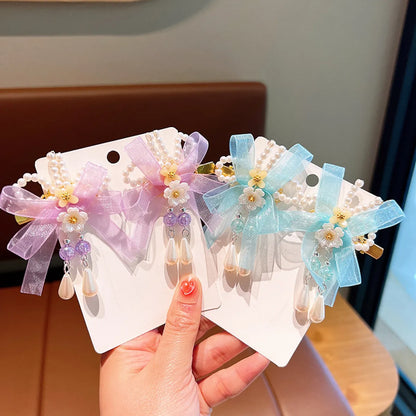 Cute Flower Plastic Cloth Resin Tassel Hair Clip