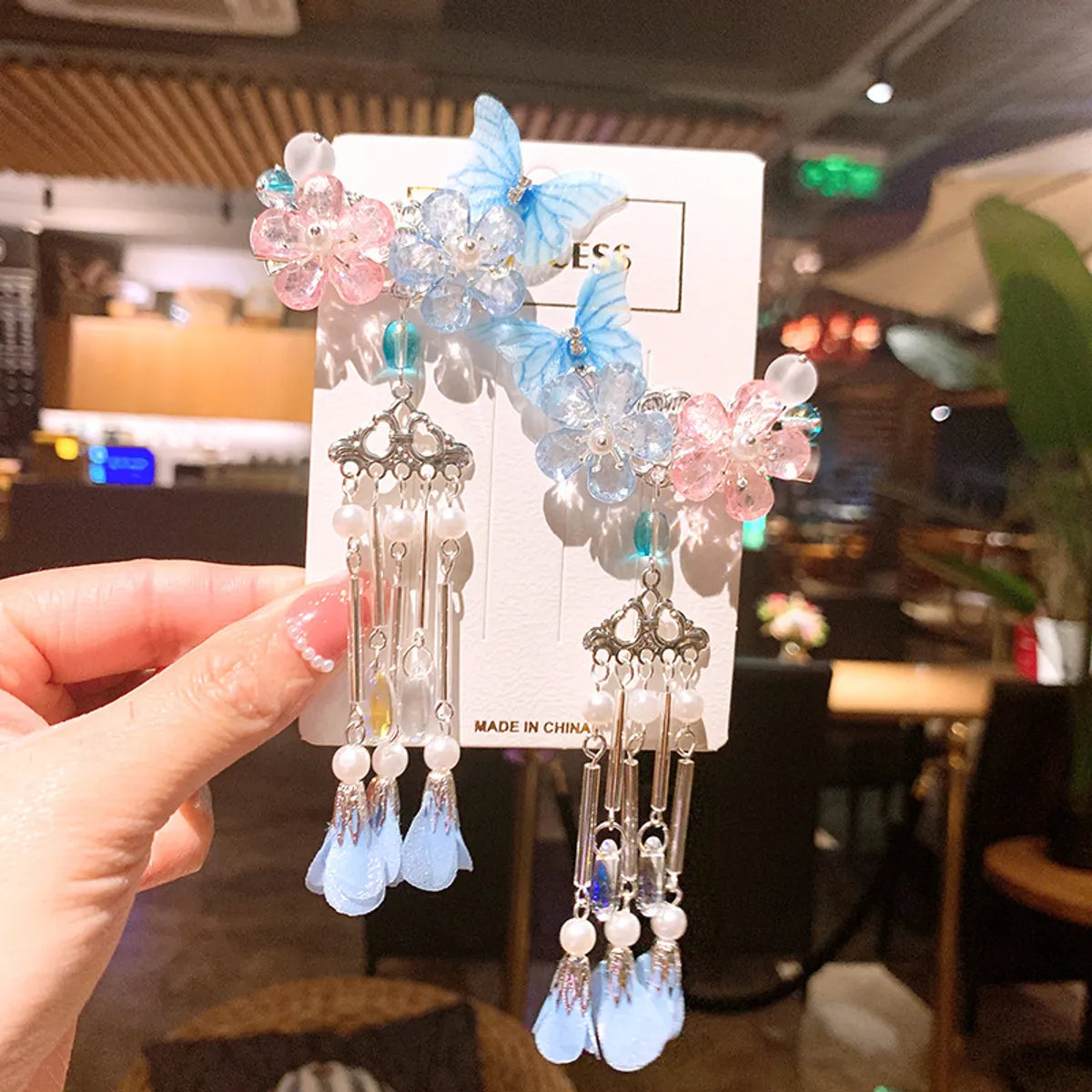 Cute Flower Plastic Cloth Resin Tassel Hair Clip