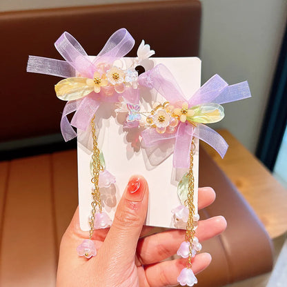 Cute Flower Plastic Cloth Resin Tassel Hair Clip