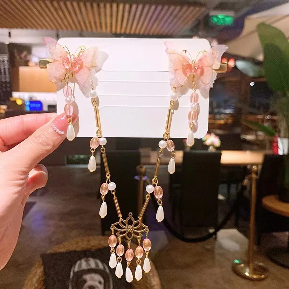 Cute Flower Plastic Cloth Resin Tassel Hair Clip