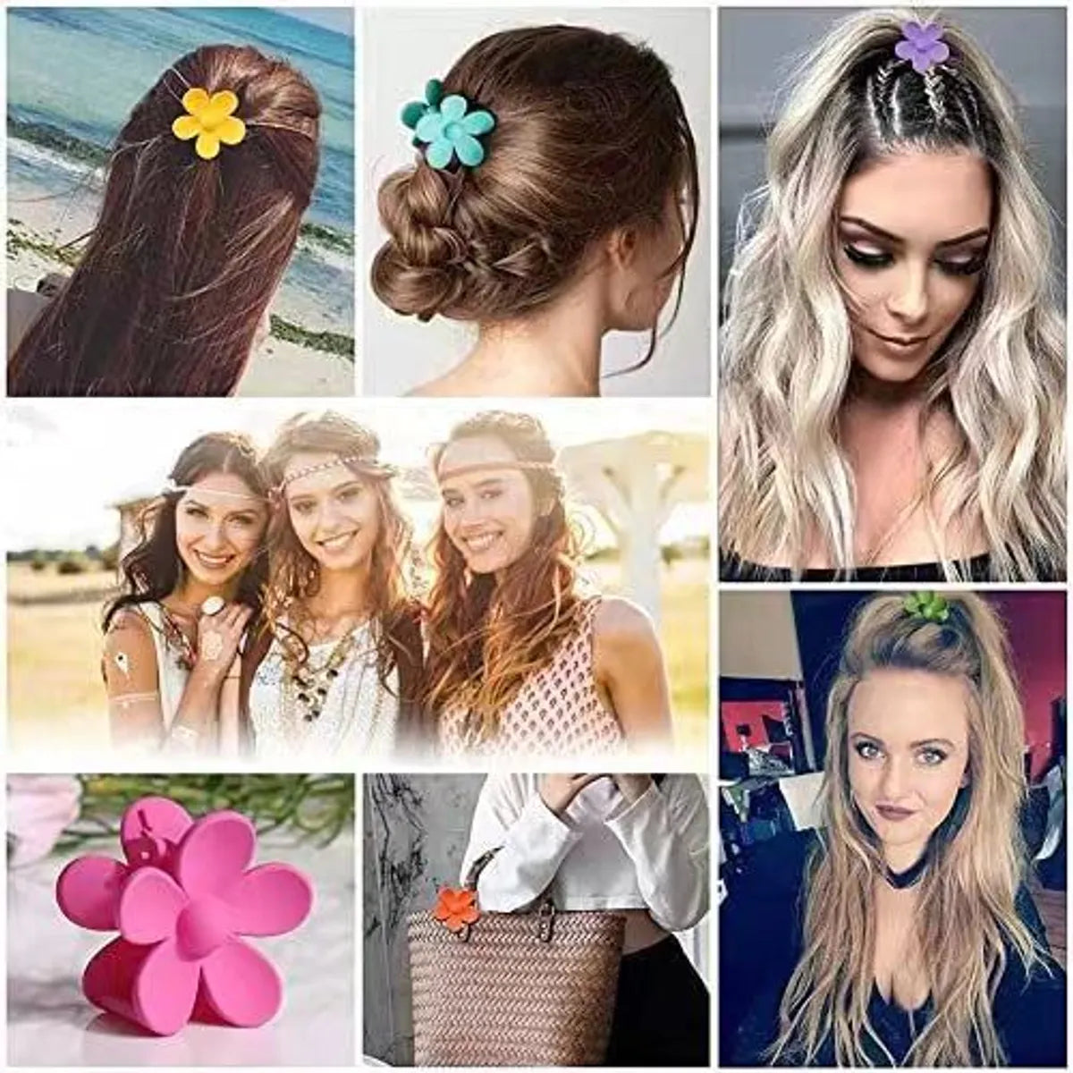 Women'S Cute Flower Plastic Resin Hollow Out Hair Claws