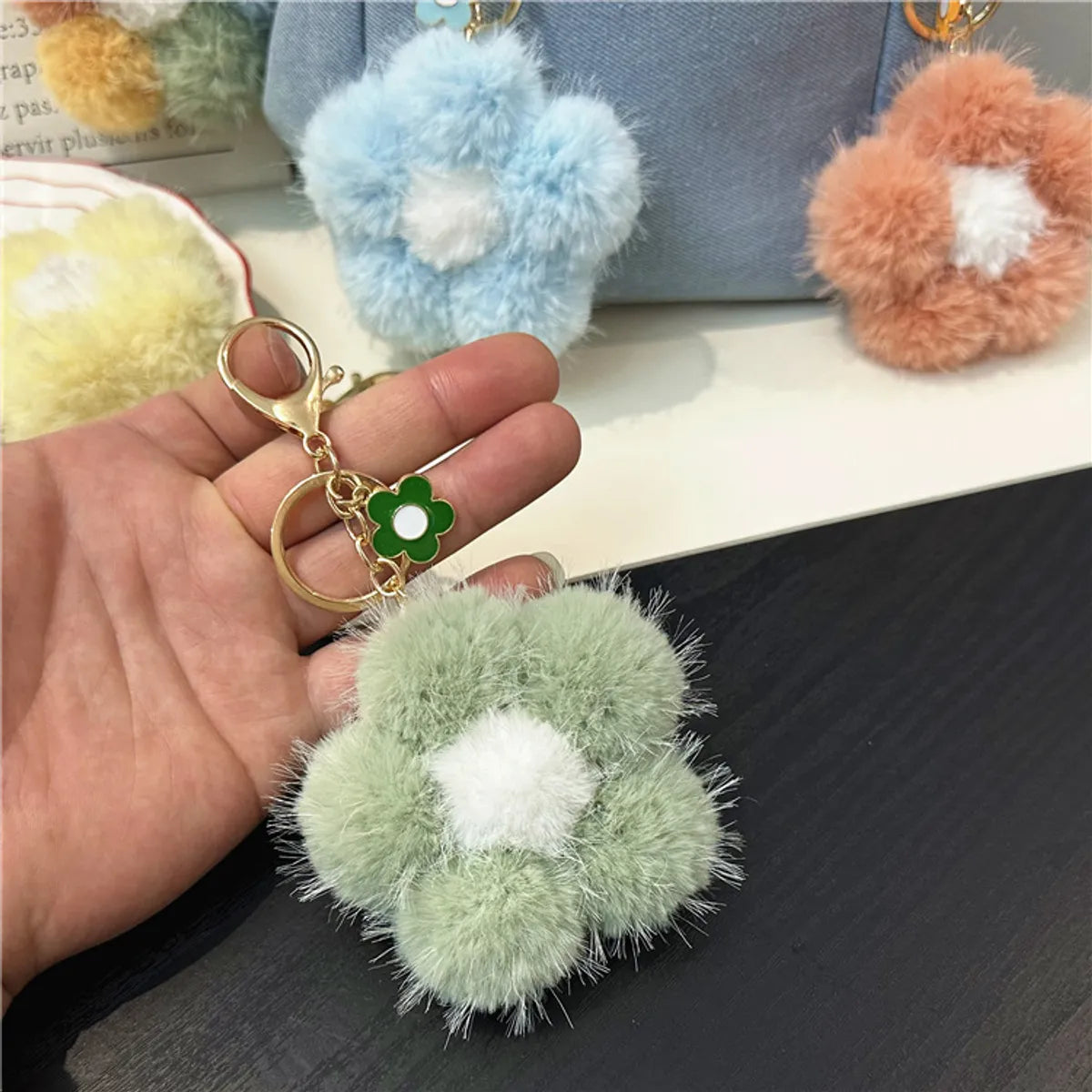 Cute Flower Plush Unisex Bag Pendant Keychain