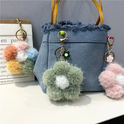 Cute Flower Plush Unisex Bag Pendant Keychain